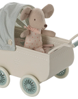 Mint Pram with Baby Mouse