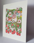 Strawberry Fields Matted Art Print, Block Print Artwork