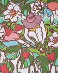 Strawberry Fields Matted Art Print, Block Print Artwork