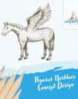 Pegasus Necklace - hand painted porcelain