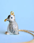 Tiny Penguin Necklace - hand painted porcelain