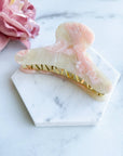 French Claw in Creamsicle | Peach Pink Ivory Acetate Claw