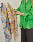 Scarf Printed With Indian Flowers Magic Garden Green