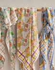 Scarf Printed With Indian Flowers Magic Garden Green