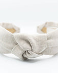 Neutral Solid Linen Blend Knotted Headband | Flax | Khaki