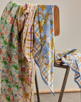 Scarf Printed With Indian Flowers Magic Garden Green