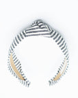 Striped Knot Headband for Spring Summer | Indigo Blue White