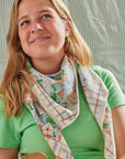Scarf Printed With Indian Flowers Magic Garden Green