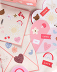 Heart Concertina Valentines Cards & Stickers Set