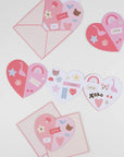 Heart Concertina Valentines Cards & Stickers Set