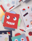 Robot Concertina Valentines Cards & Stickers Set