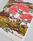 You & Me Mushroom Valentines Love Greeting Card