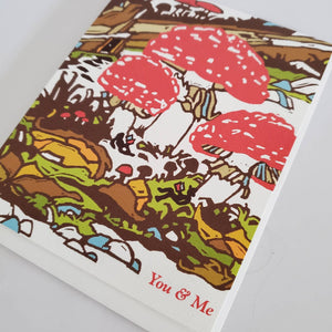 You & Me Mushroom Valentines Love Greeting Card