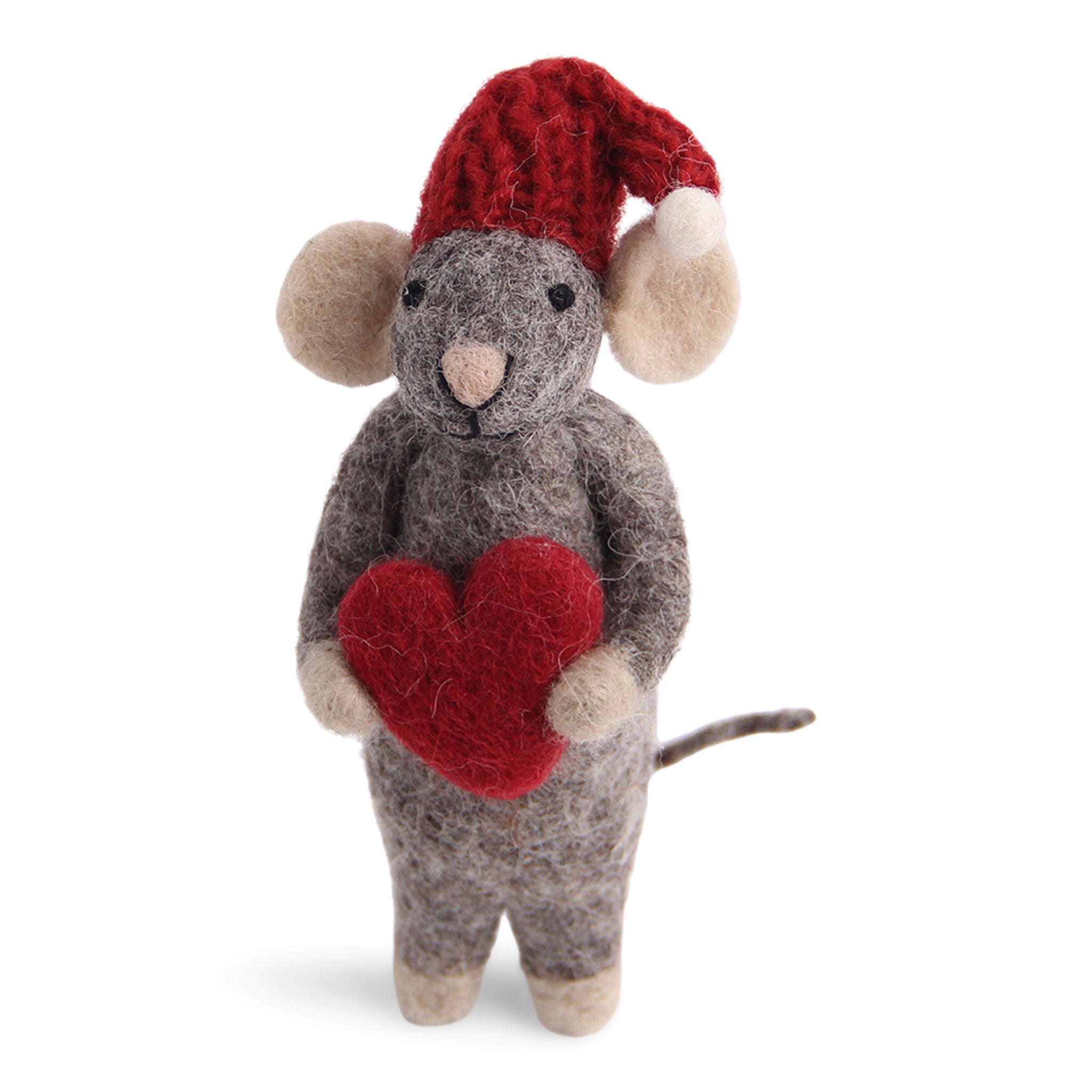 Grey Mouse w/Heart Ornament
