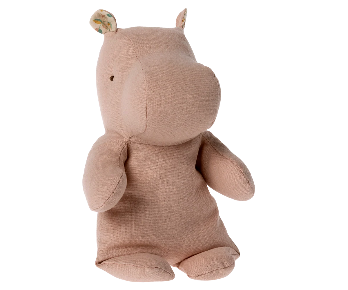 Small Hippo - Soft Rose Linen Soft Toy