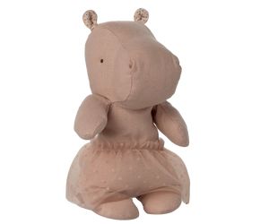 Small Hippo with Tutu - Soft Rose Linen Soft Toy