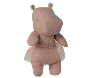 Small Hippo with Tutu - Soft Rose Linen Soft Toy