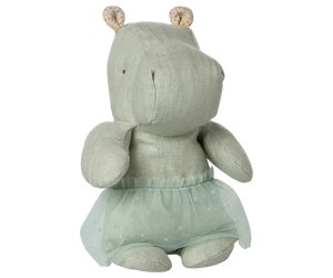 Small Hippo with Tutu - Mint Linen Soft Toy