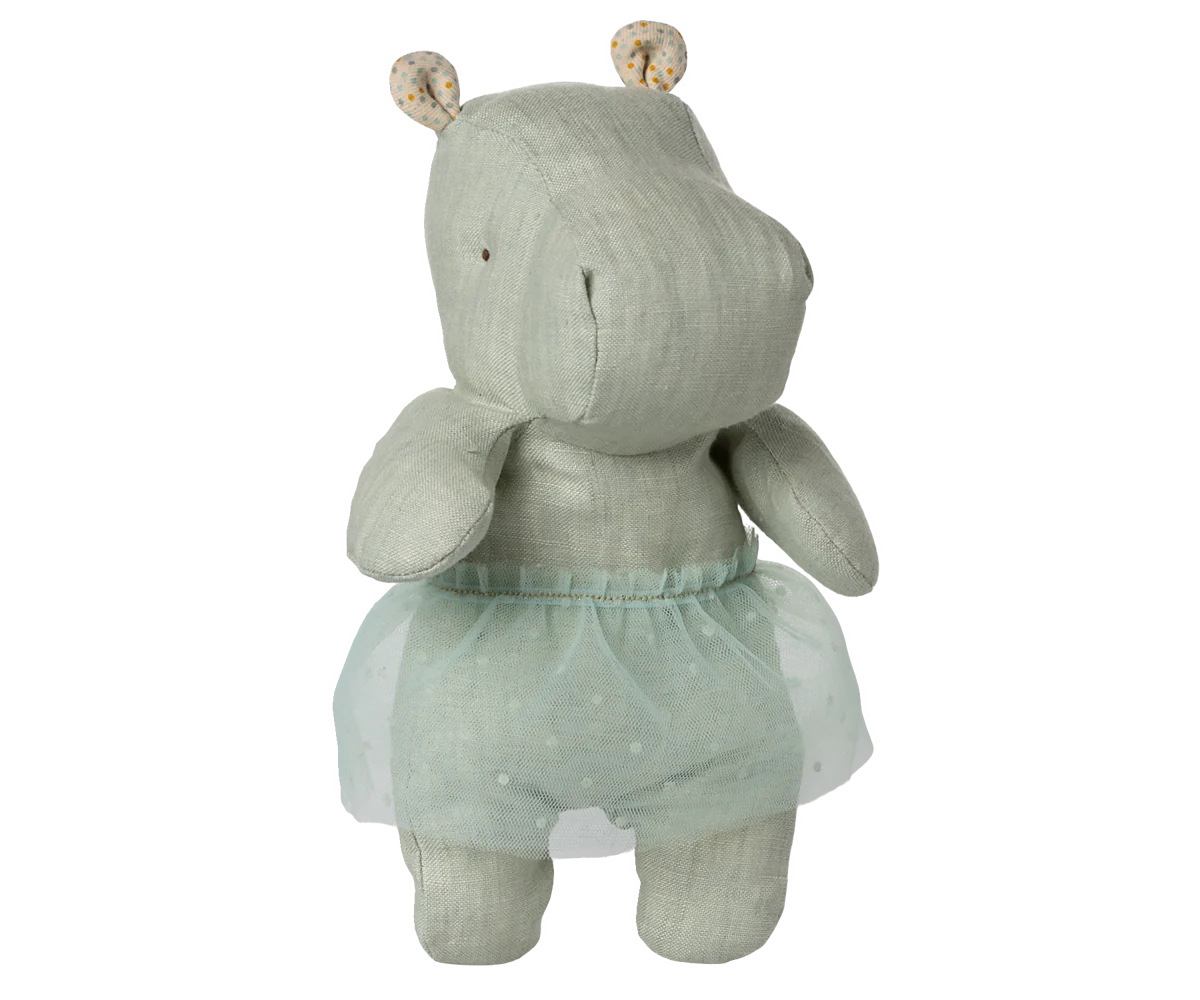 Small Hippo with Tutu - Mint Linen Soft Toy