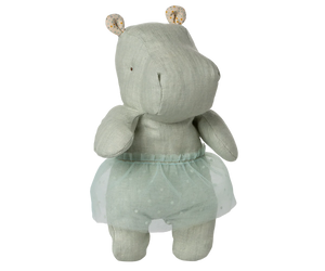 Small Hippo with Tutu - Mint Linen Soft Toy
