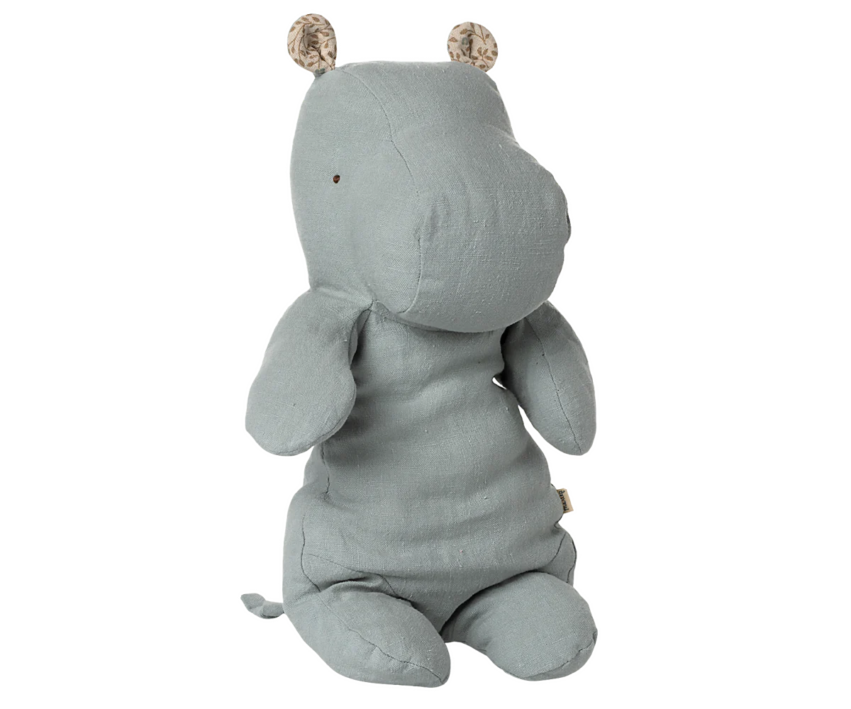 Medium Hippo - Blue Grey Linen Soft Toy