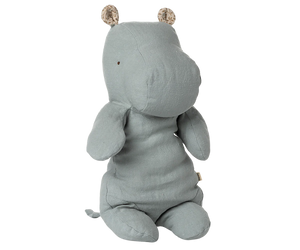 Medium Hippo - Blue Grey Linen Soft Toy