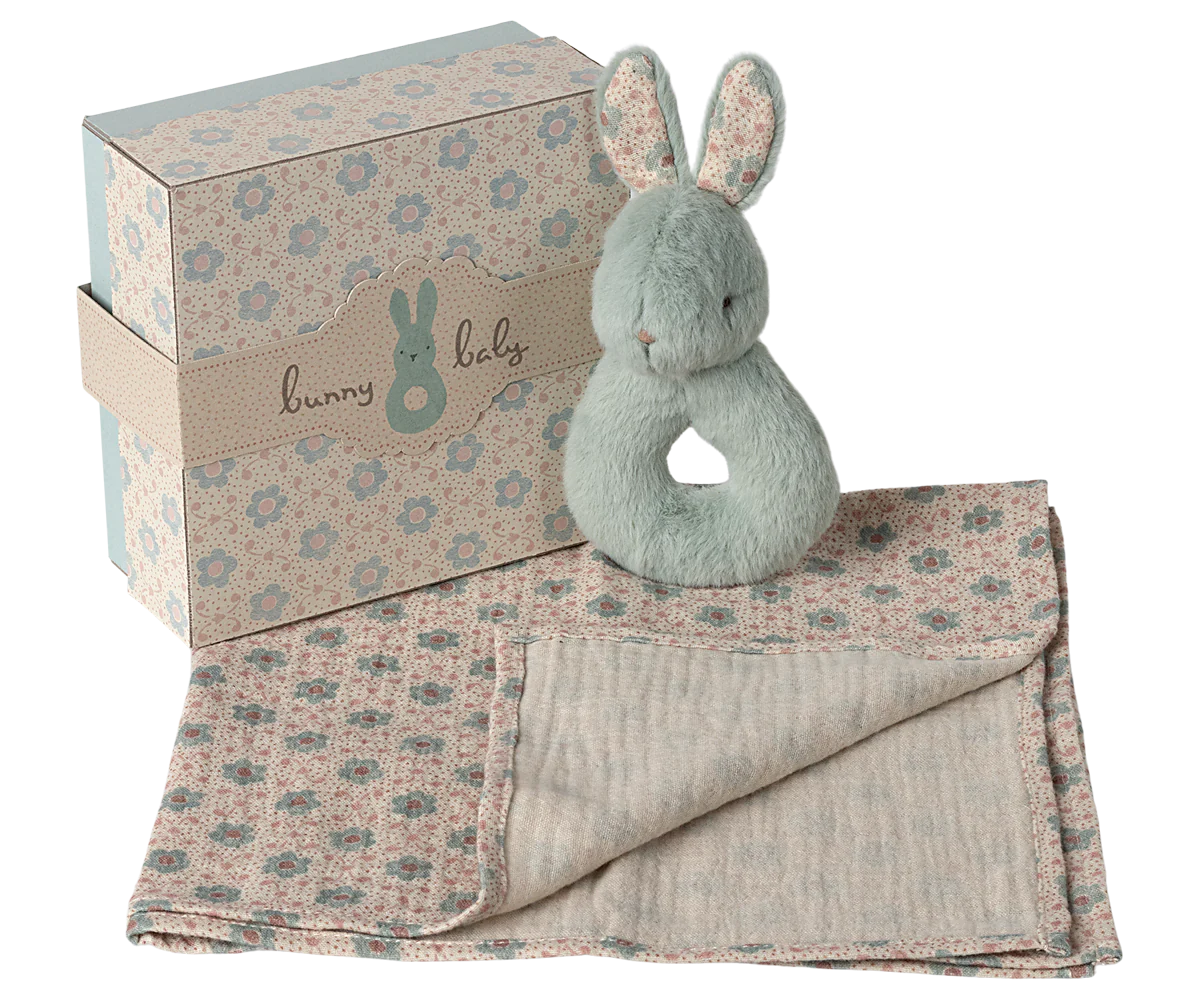 Rabbit Rattle & Lovey Gift Set - Mint