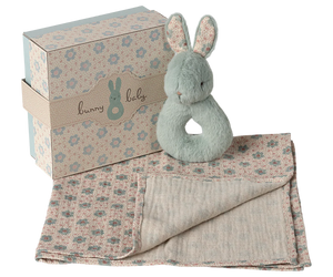 Rabbit Rattle & Lovey Gift Set - Mint