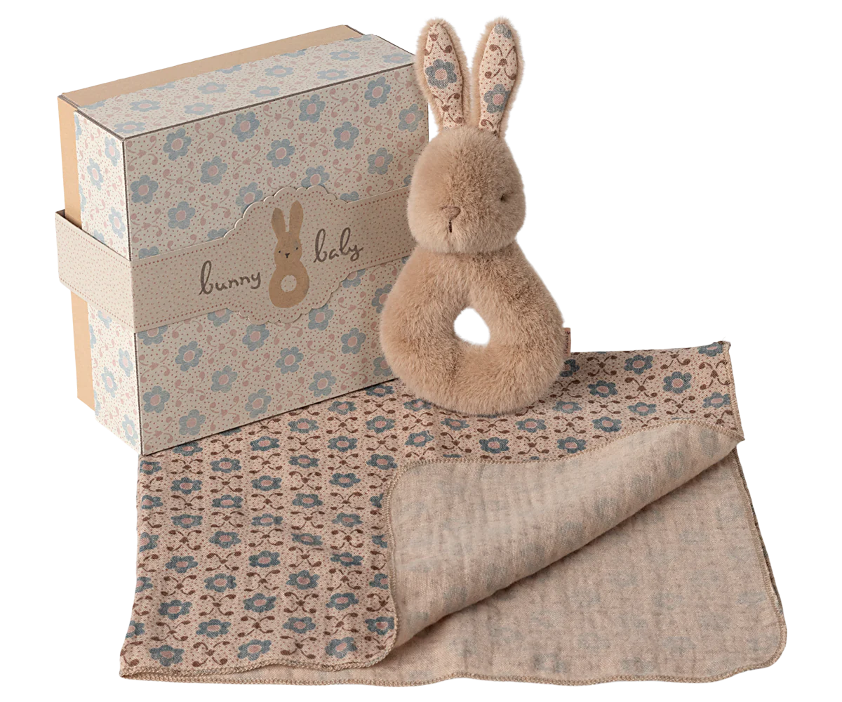 Rabbit Rattle & Lovey Gift Set - Cream Peach