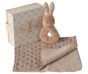 Rabbit Rattle & Lovey Gift Set - Cream Peach