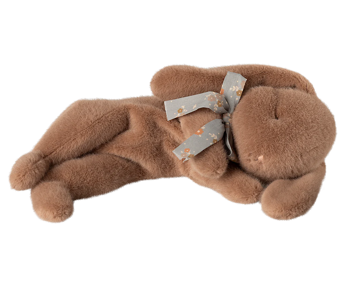 Small Sleeping Plush Bunny - Soft Brown