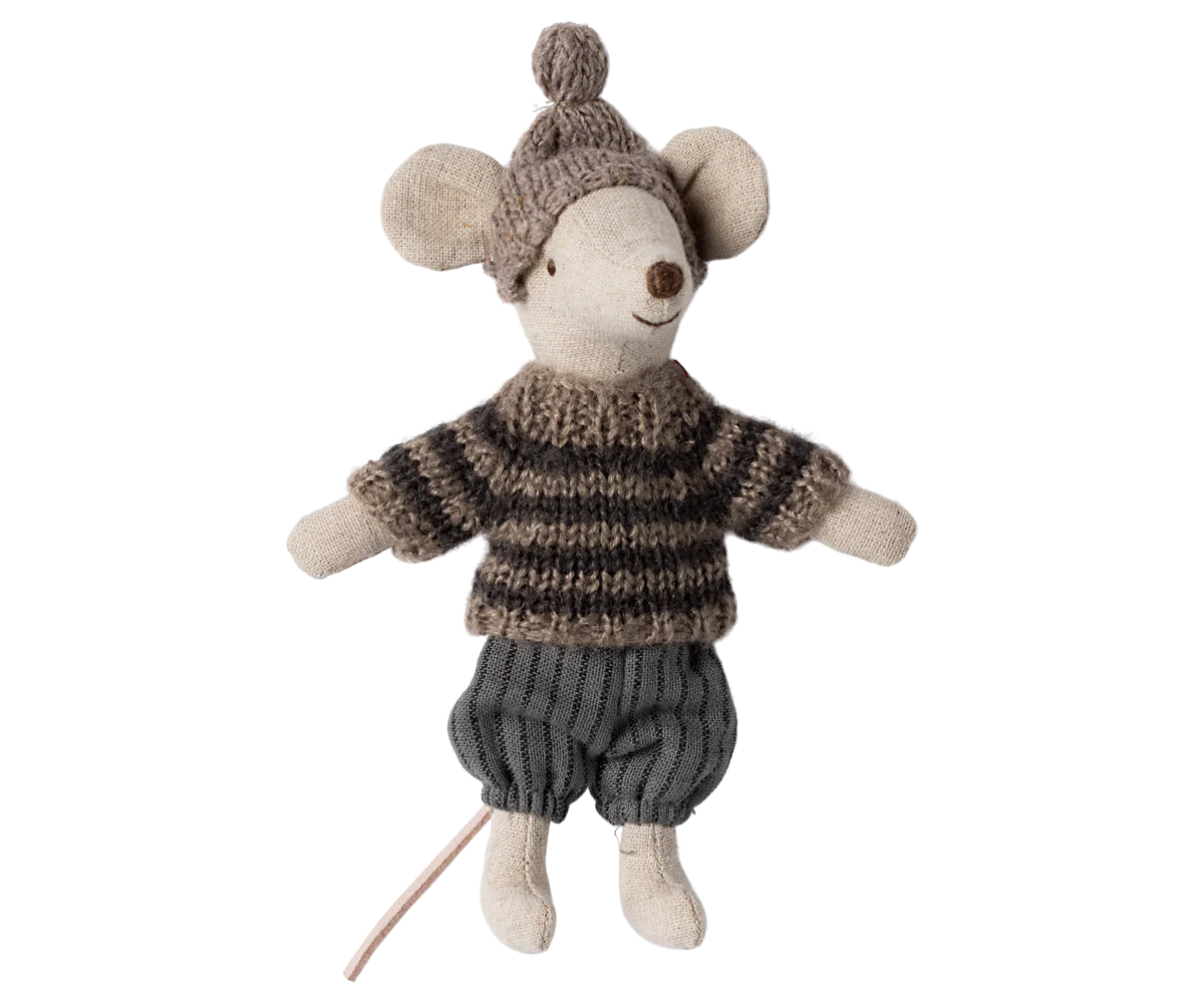 Winter Mouse with Ski Set -  Big Brother, Grey