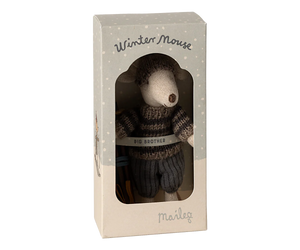 Winter Mouse with Ski Set -  Big Brother, Grey