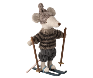 Winter Mouse with Ski Set -  Big Brother, Grey