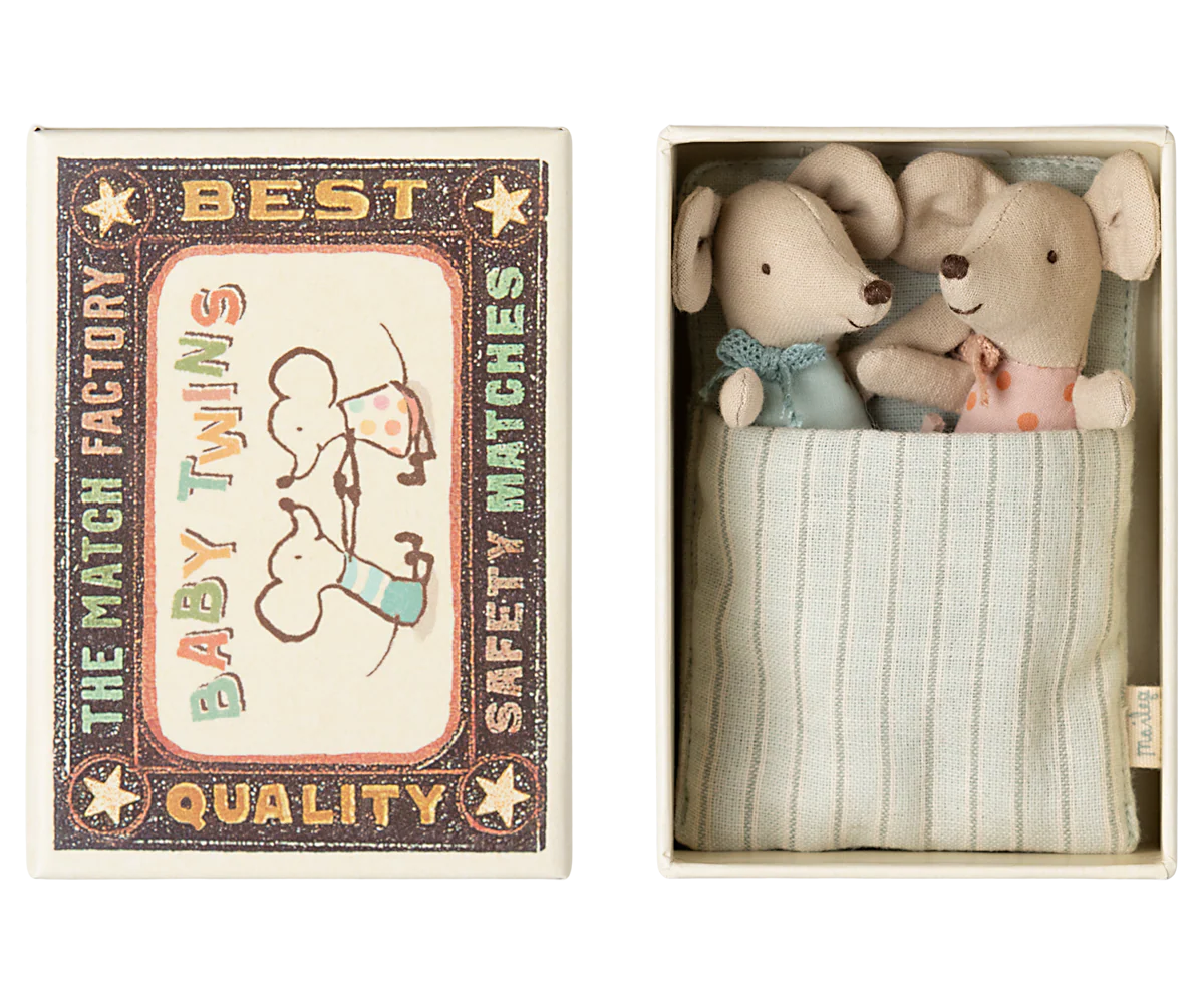 Baby Twin Mice in Matchbox