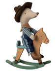Little Brother Cowboy Mouse on Rocking Horse