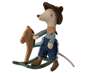 Little Brother Cowboy Mouse on Rocking Horse