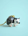 Hedgehog Necklace - hand painted porcelain