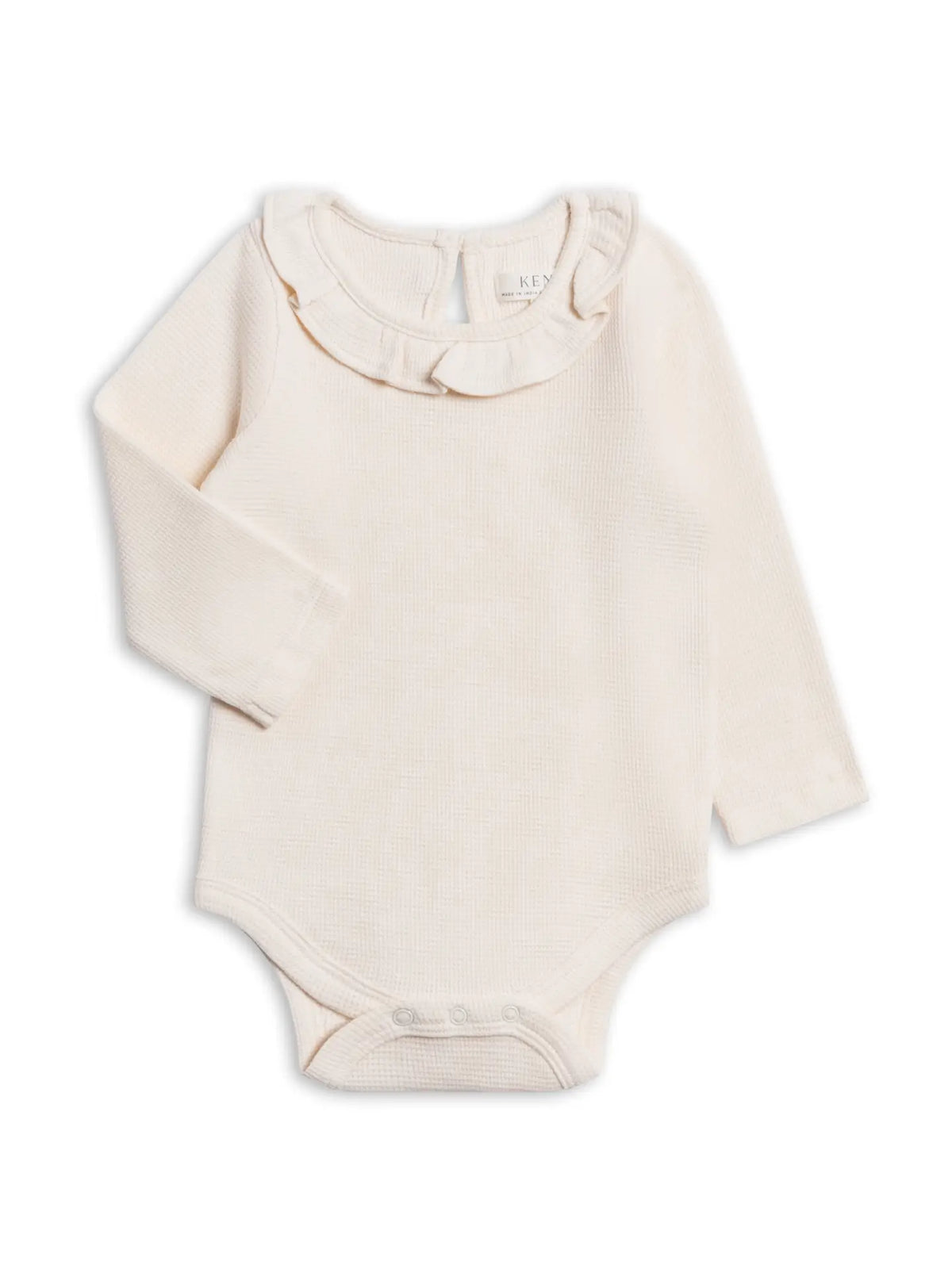 Organic Mae Ruffle Waffle Bodysuit - Ivory