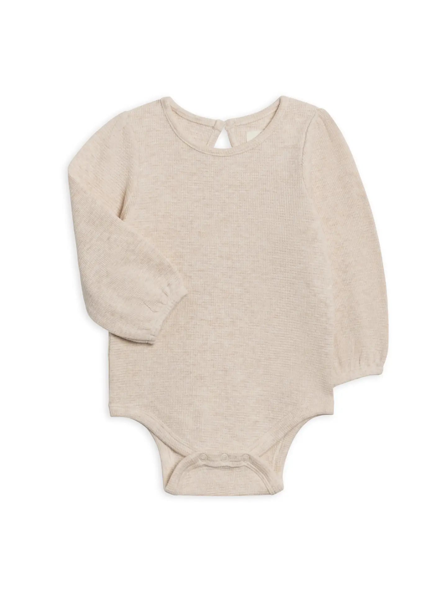 Jill Waffle Knit Long Sleeve Bodysuit - Heather Oat