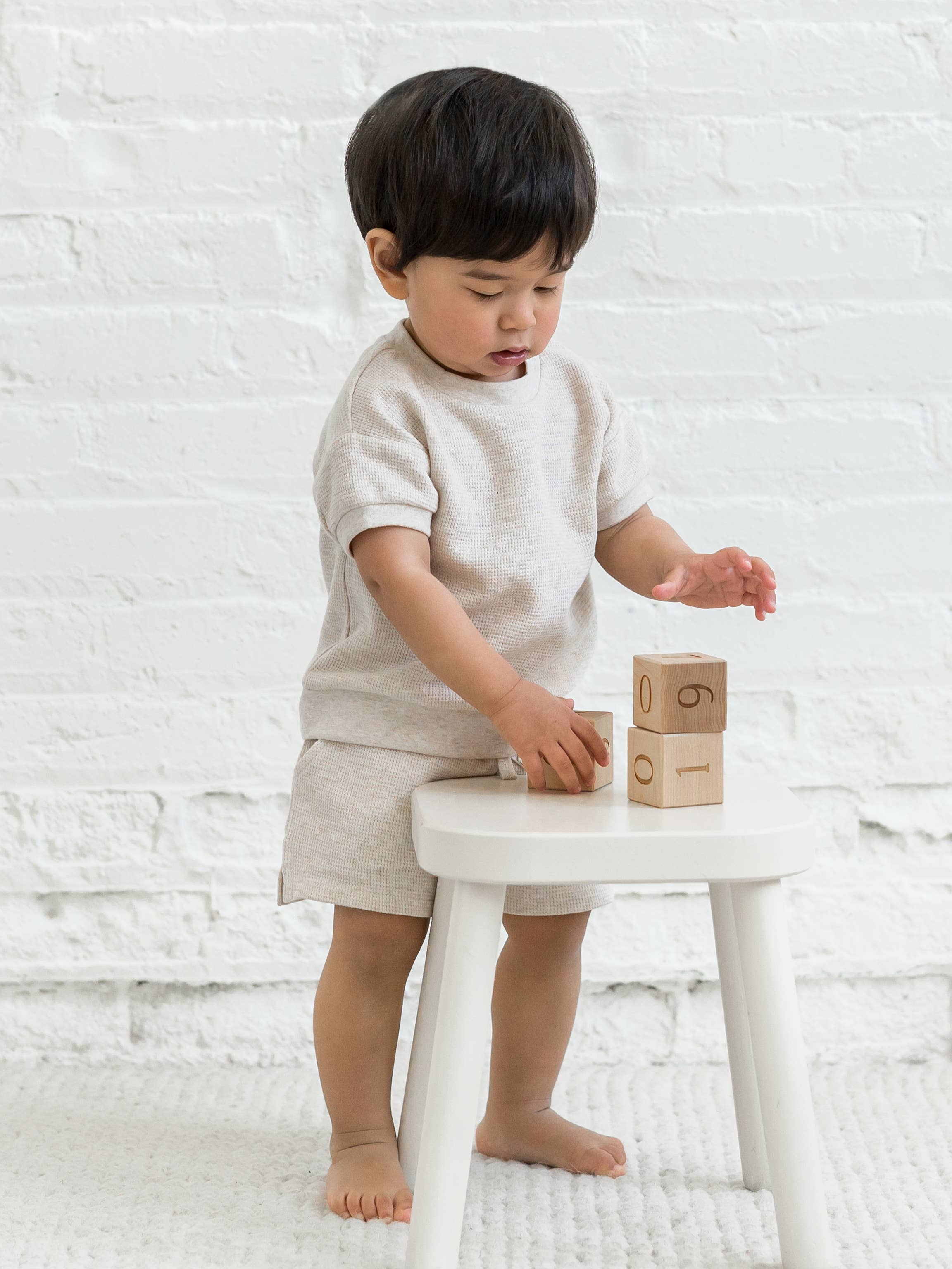 Organic Baby & Kids Ali Waffle Tee - Heather Oat