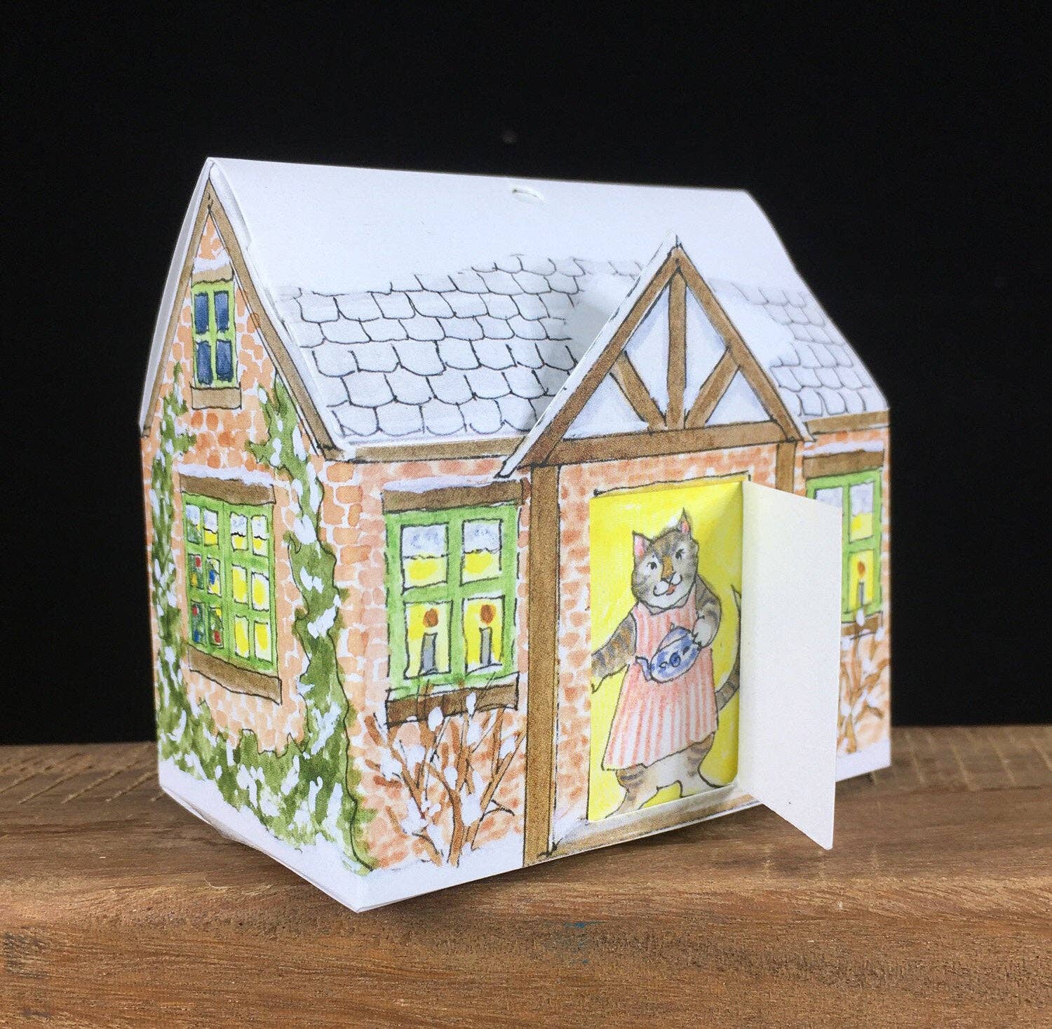 Cat's Cottage Christmas Ornament