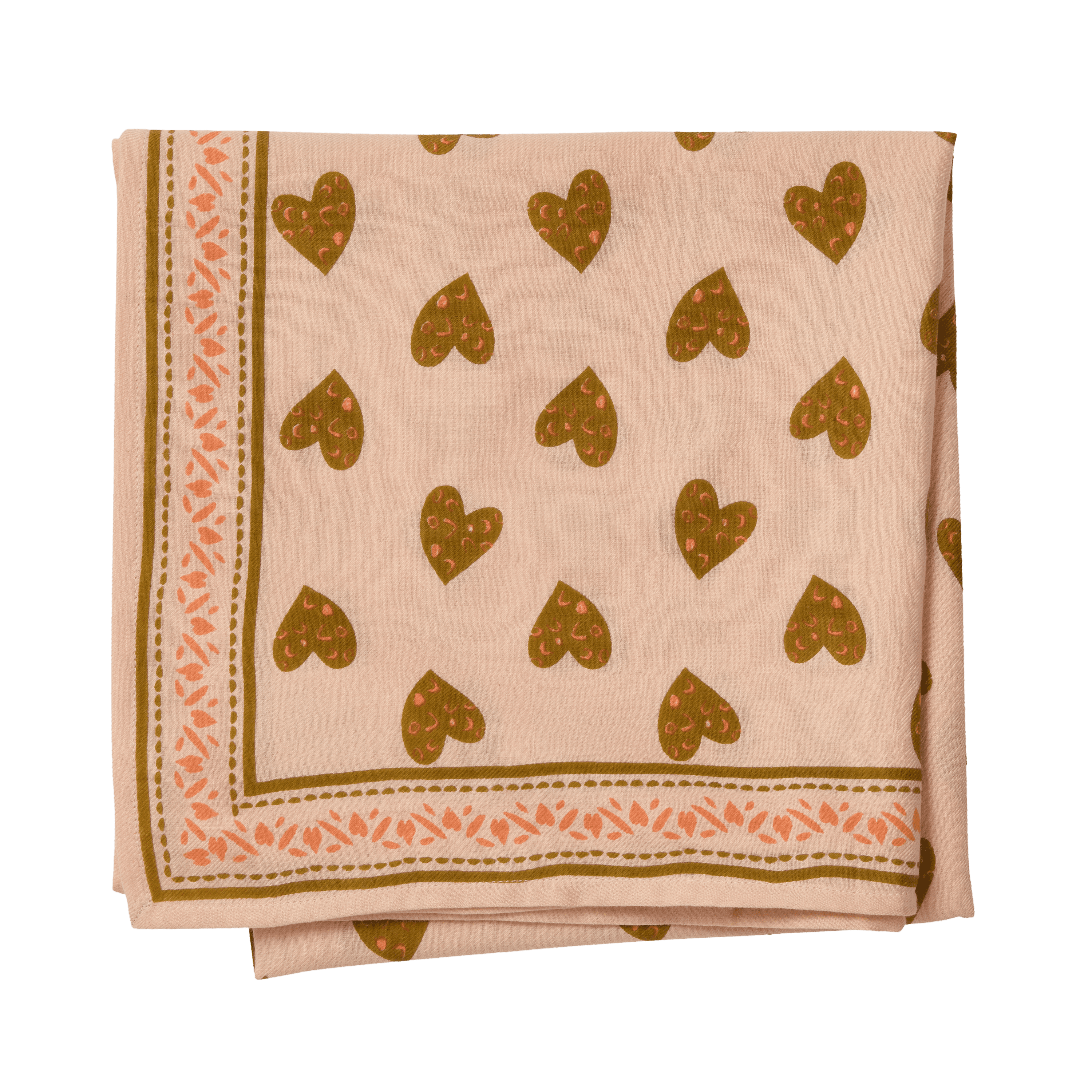 Scarf With Heart Print " Coeur Sauvage" Pink