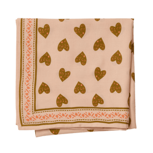 Scarf With Heart Print " Coeur Sauvage" Pink