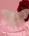 Light Green Acetate Lunar Moth Hair Claw with Crescent Moons