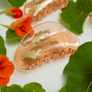 California Poppy Wildflower Hair Claw in Clear Acetate