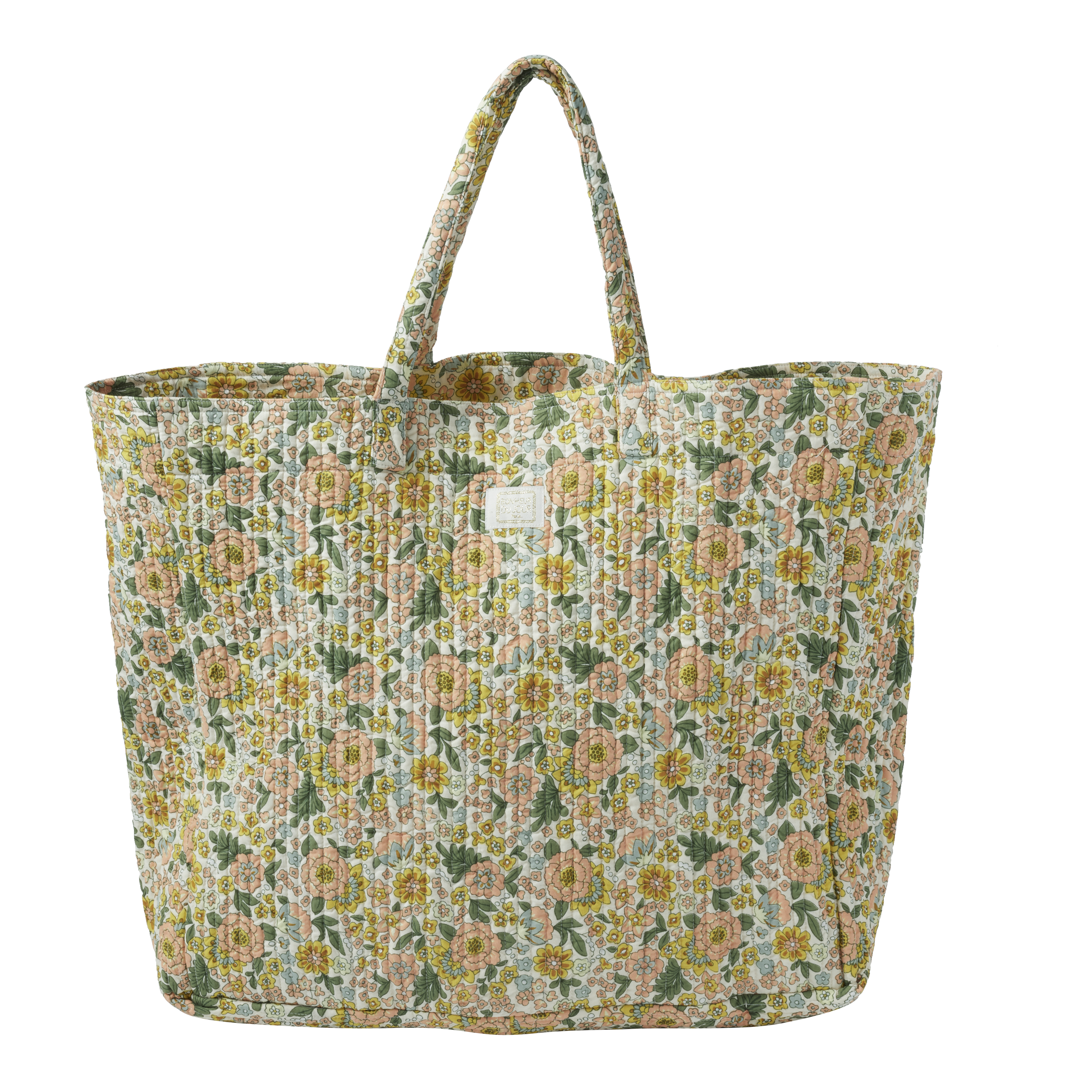 Flowers Print Large Quilted Tote Bag