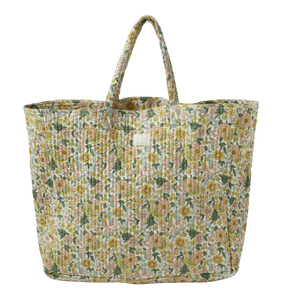 Flowers Print Large Quilted Tote Bag