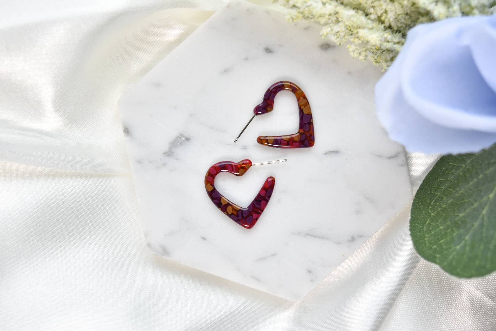 Heart Hoop Earing Collection Eco-Friendly Colorful Acetate