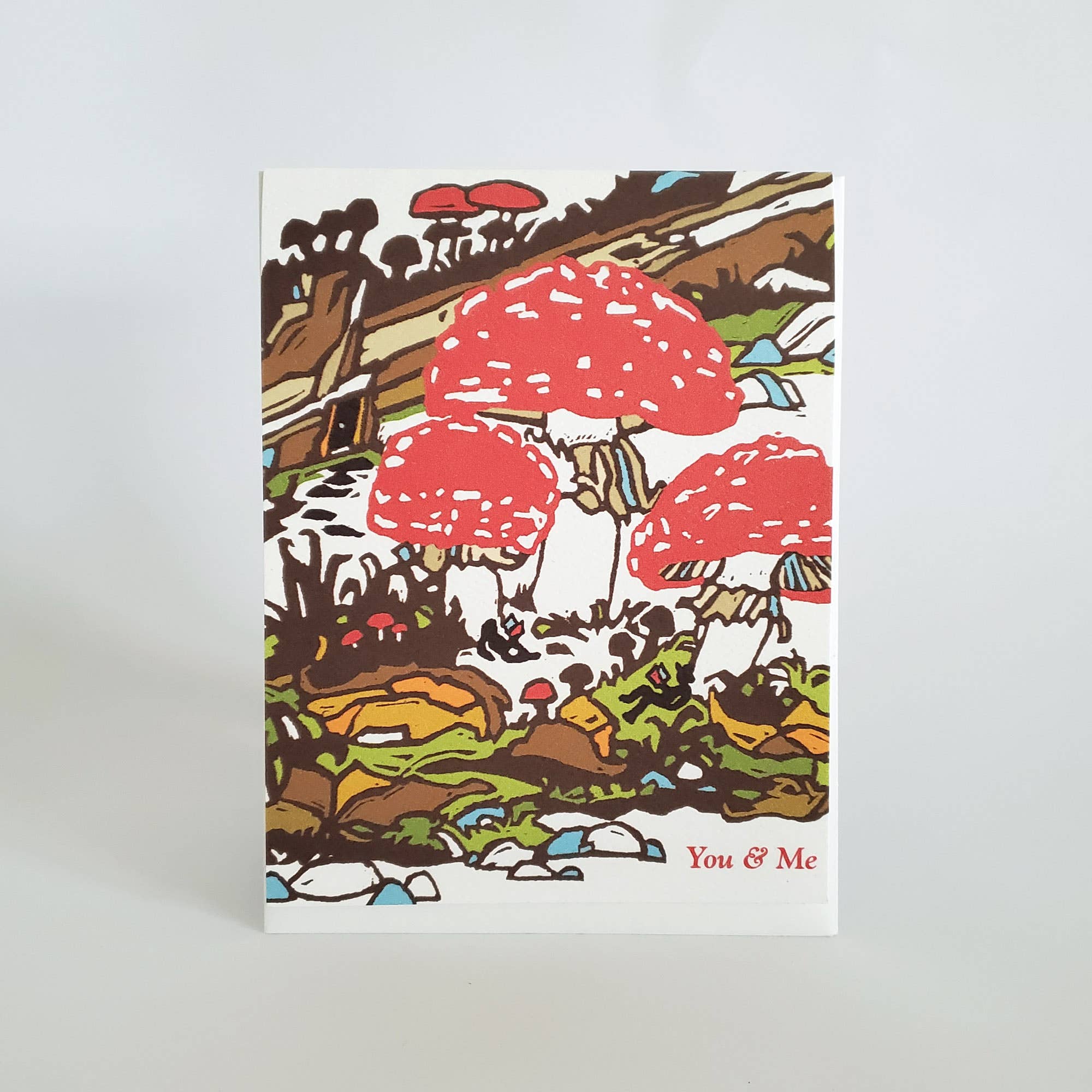 You & Me Mushroom Valentines Love Greeting Card